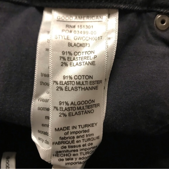 Good American Good Waist Crop Raw Step Hem Black Jean Size 6/28 - Picture 10 of 10